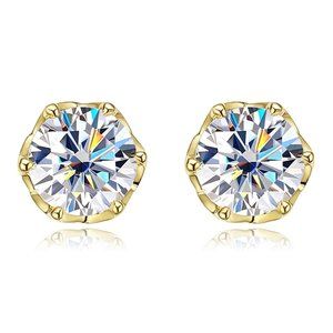 Certified 2ct. t.w. Moissanite Diamond Solitaire Stud Earrings NEW